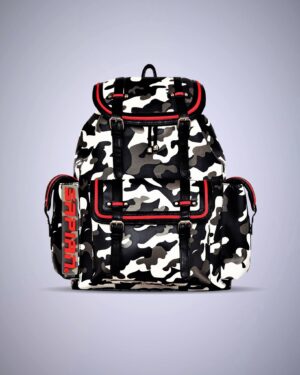 Greyson Camouflage Print Vegan Leather Logo Backpack