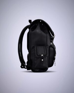 Greyson Black Embossed Vegan Leather Logo Backpack