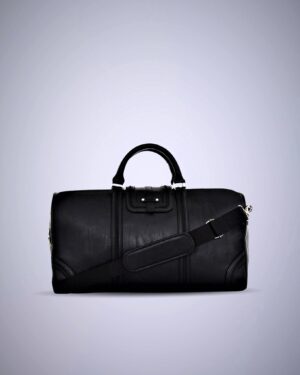Henley Black Embossed Vegan Leather Logo Duffel Bag